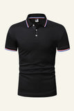 Men's Black Cotton Short Sleeve Men Casual Polo Shirt