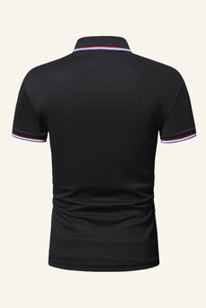 Men's Black Cotton Short Sleeve Men Casual Polo Shirt