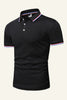 Load image into Gallery viewer, Men&#39;s Black Cotton Short Sleeve Men Casual Polo Shirt
