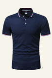 Men's Black Cotton Short Sleeve Men Casual Polo Shirt