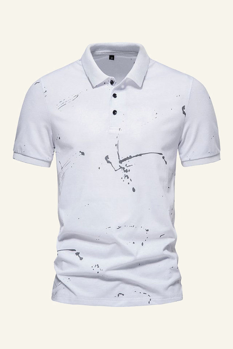 Load image into Gallery viewer, Black Printed Short Sleeves Men Polo Shirt