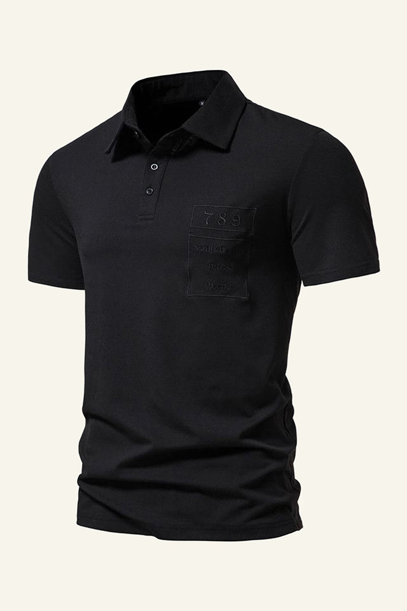 Load image into Gallery viewer, Black Cotton Short Sleeves Men Casual Polo Shirt