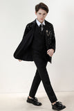 Sparkly Black Notched Lapel Sequins Boys' 3-Piece Formal Suit Set