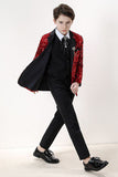 Sparkly Red Sequins Boys' 3-Piece Formal Suit Set