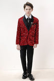 Sparkly Red Sequins Boys' 3-Piece Formal Suit Set