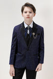 Sparkly Navy Slim Fit Boys' 3-Piece Formal Suit Set