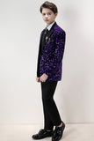 Sparkly Purple Sequins Boys' 3-Piece Formal Suit Set