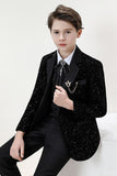 Sparkly Black Slim Fit Boys' 3-Piece Formal Suit Set