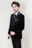 Sparkly Black Slim Fit Boys' 3-Piece Formal Suit Set