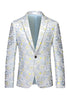 Load image into Gallery viewer, Men&#39;s Light Blue Jacquard Notched Lapel Formal Blazer