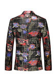 Men's Red Printed Peak Lapel 2-Piece Formal Suits