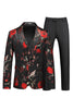 Load image into Gallery viewer, Men&#39;s Red Jacquard 3-Piece Notched Lapel Formal Suits