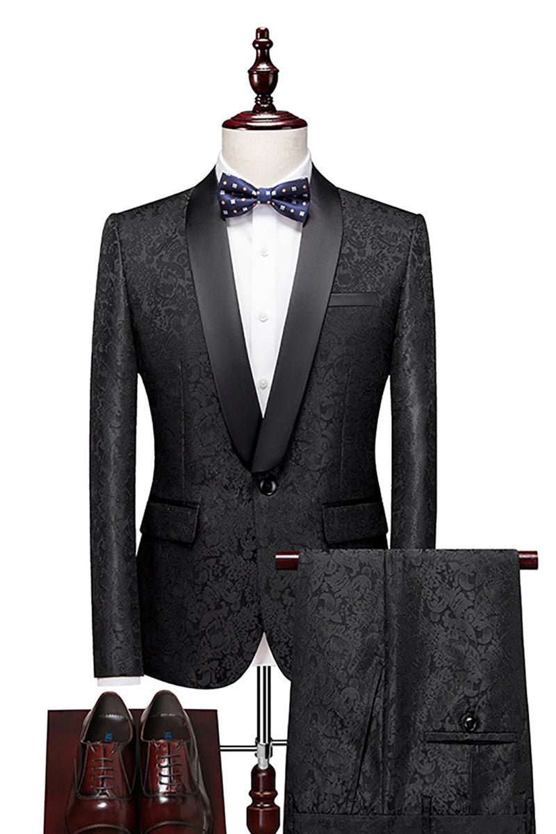 Load image into Gallery viewer, White Jacquard 2-Piece Shawl Lapel Men&#39;s Formal Suits