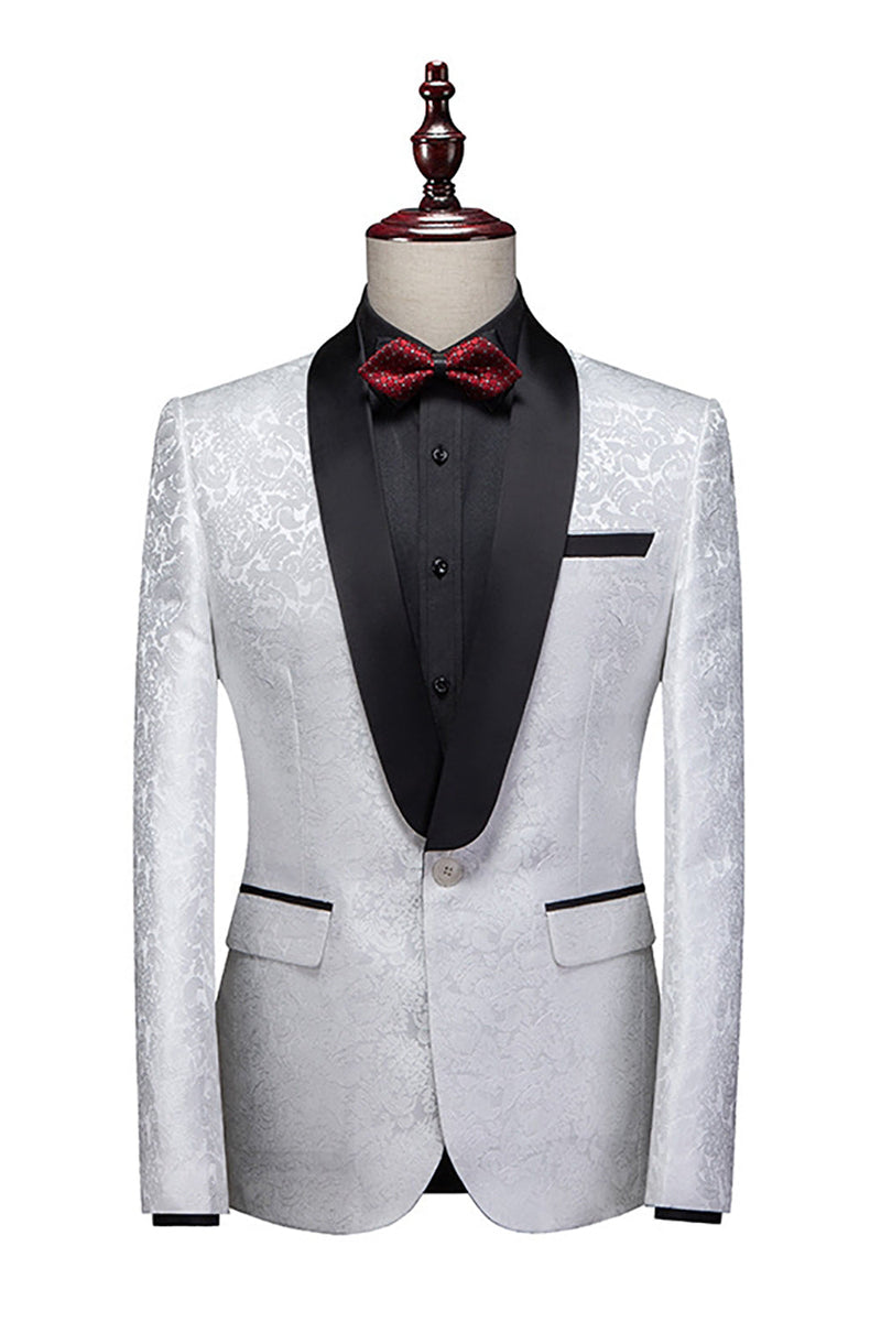 Load image into Gallery viewer, White Jacquard 2-Piece Shawl Lapel Men&#39;s Formal Suits