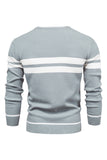 Men's Black Striped Knit Long Sleeves Sweater