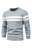 Men's Black Striped Knit Long Sleeves Sweater