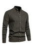 Load image into Gallery viewer, Men&#39;s Army Green Button Down Stand Collar Knit Sweater