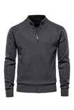 Men's Black Zip Up Stand Collar Cardigan Sweater