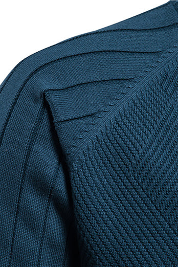 Men's Black Zip Up Stand Collar Cardigan Sweater