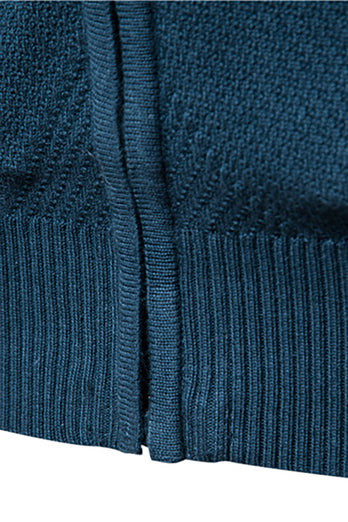 Men's Black Zip Up Stand Collar Cardigan Sweater