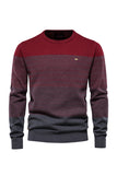 Men's Burgundy Stripes Pullover Crewneck Sweater