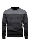 Men's Burgundy Stripes Pullover Crewneck Sweater