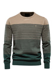 Men's Burgundy Stripes Pullover Crewneck Sweater