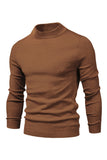 Men's Brown Slim Fit Turtleneck Pullover Knit Sweater