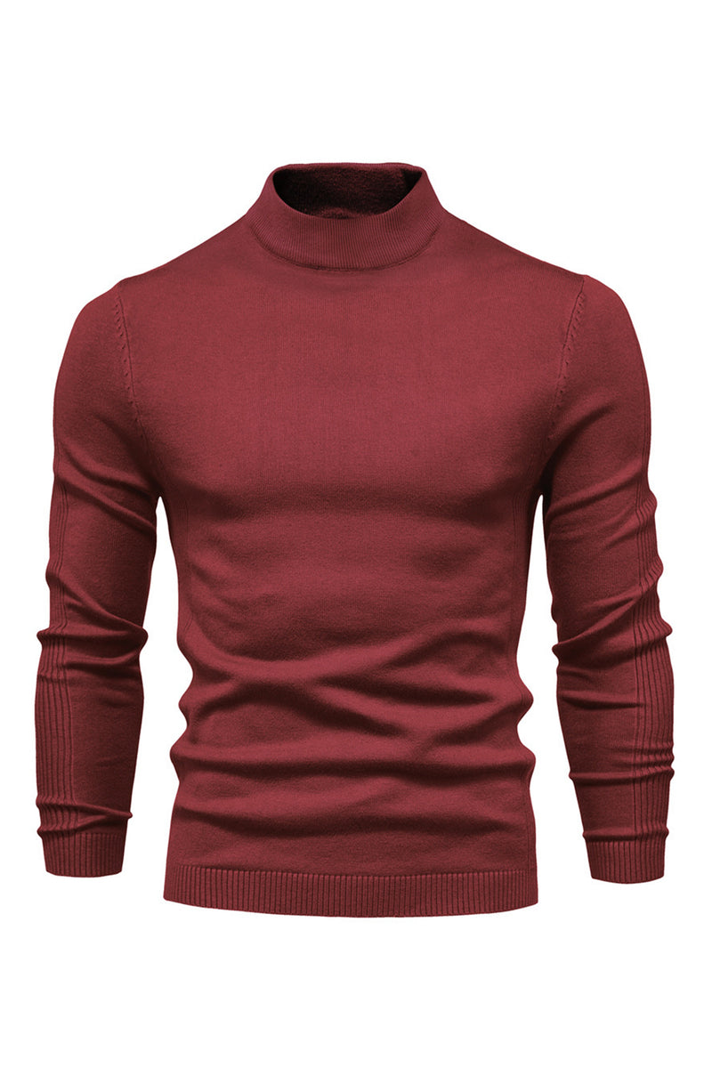 Load image into Gallery viewer, Men&#39;s Brown Slim Fit Turtleneck Pullover Knit Sweater