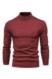 Men's Brown Slim Fit Turtleneck Pullover Knit Sweater