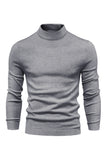 Men's Brown Slim Fit Turtleneck Pullover Knit Sweater