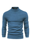 Men's Brown Slim Fit Turtleneck Pullover Knit Sweater