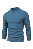 Men's Brown Slim Fit Turtleneck Pullover Knit Sweater