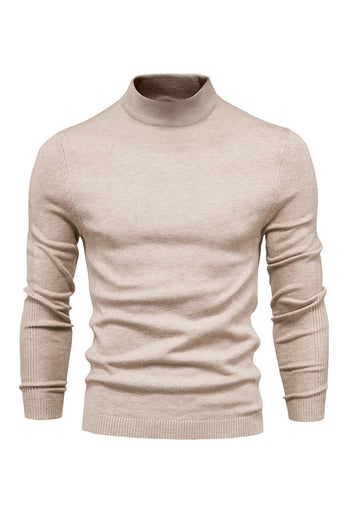 Men's Brown Slim Fit Turtleneck Pullover Knit Sweater
