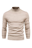 Men's Brown Slim Fit Turtleneck Pullover Knit Sweater