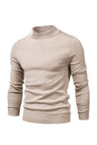 Men's Brown Slim Fit Turtleneck Pullover Knit Sweater