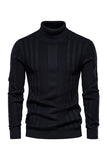 Men's Black Turtleneck Slim Fit Pullover Sweater