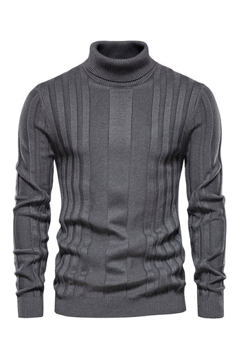 Men's Black Turtleneck Slim Fit Pullover Sweater