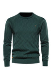 Men's Black Crewneck Pullover Ribbed Knit Sweater