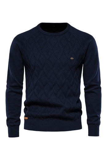 Men's Black Crewneck Pullover Ribbed Knit Sweater