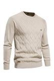 Men's Black Crewneck Pullover Ribbed Knit Sweater