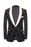 Men's Black Jacquard 3-Piece Shawl Lapel Formal Suits