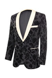 Men's Black Jacquard 3-Piece Shawl Lapel Formal Suits