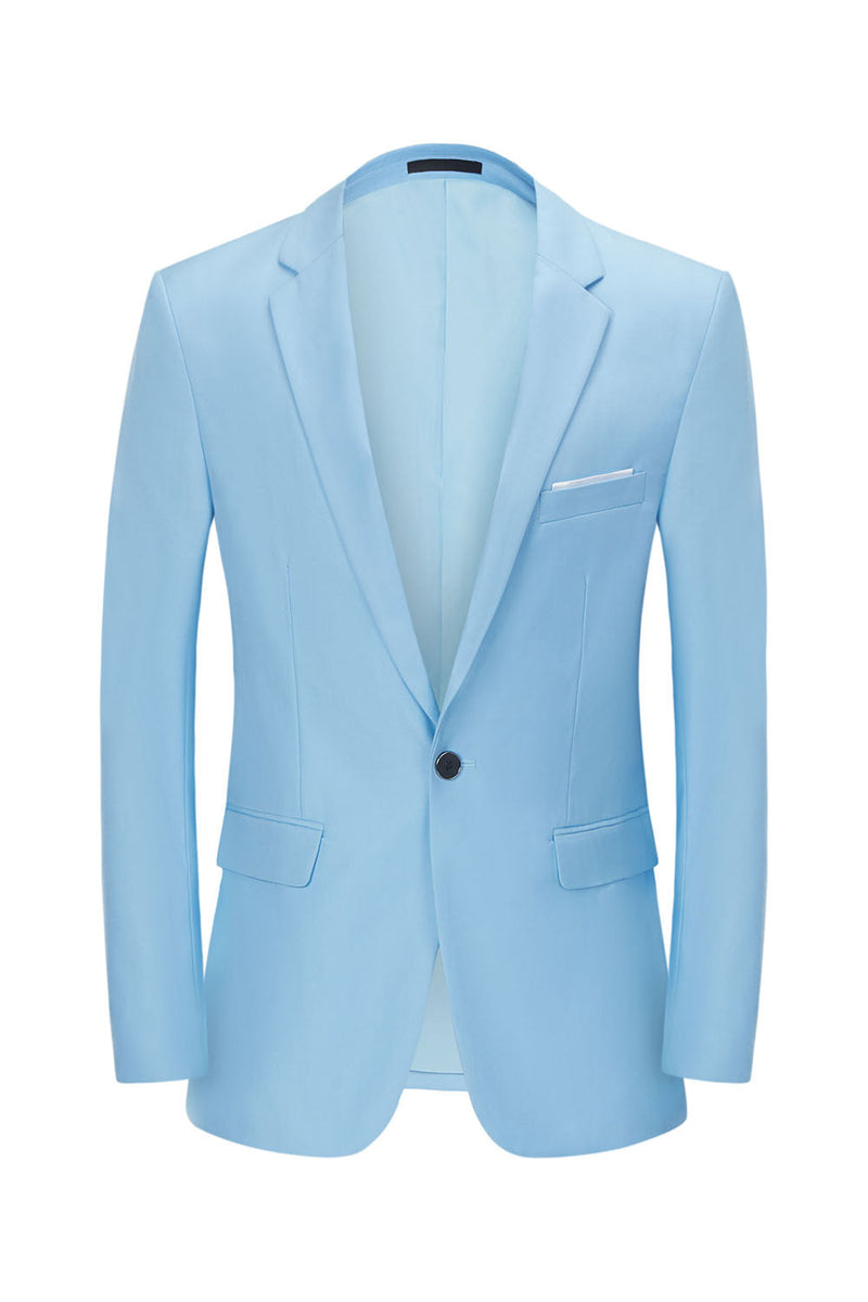 Load image into Gallery viewer, Men&#39;s Light Blue Notched Lapel One Button Wedding Blazer