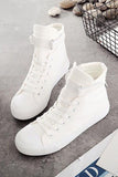 White Buckle High Top Canvas Sneakers