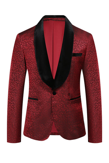 Red Jacquard 2 Piece Men's Formal Suits