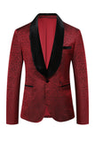 Red Jacquard 2 Piece Men's Formal Suits