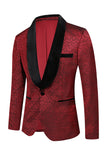 Red Jacquard 2 Piece Men's Formal Suits