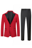 Red Peak Lapel One Button 2 Piece Men's Formal Suits