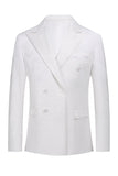 White Jacquard Double Breasted 2 Piece Men's Suits